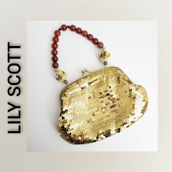 Lily Scott Handbags - Lily Scott Vintage Bag Gold Sequins and Beaded